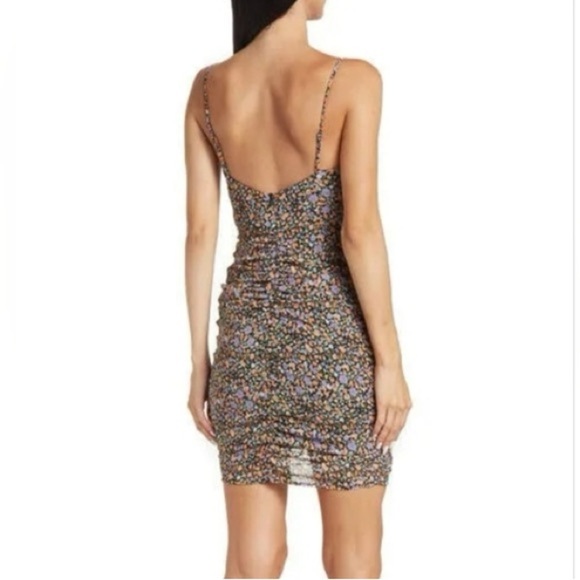 ASTR Ruched Tie Floral Multicolored Mini Dress, SZ S — LIKE NEW! - Picture 2 of 9